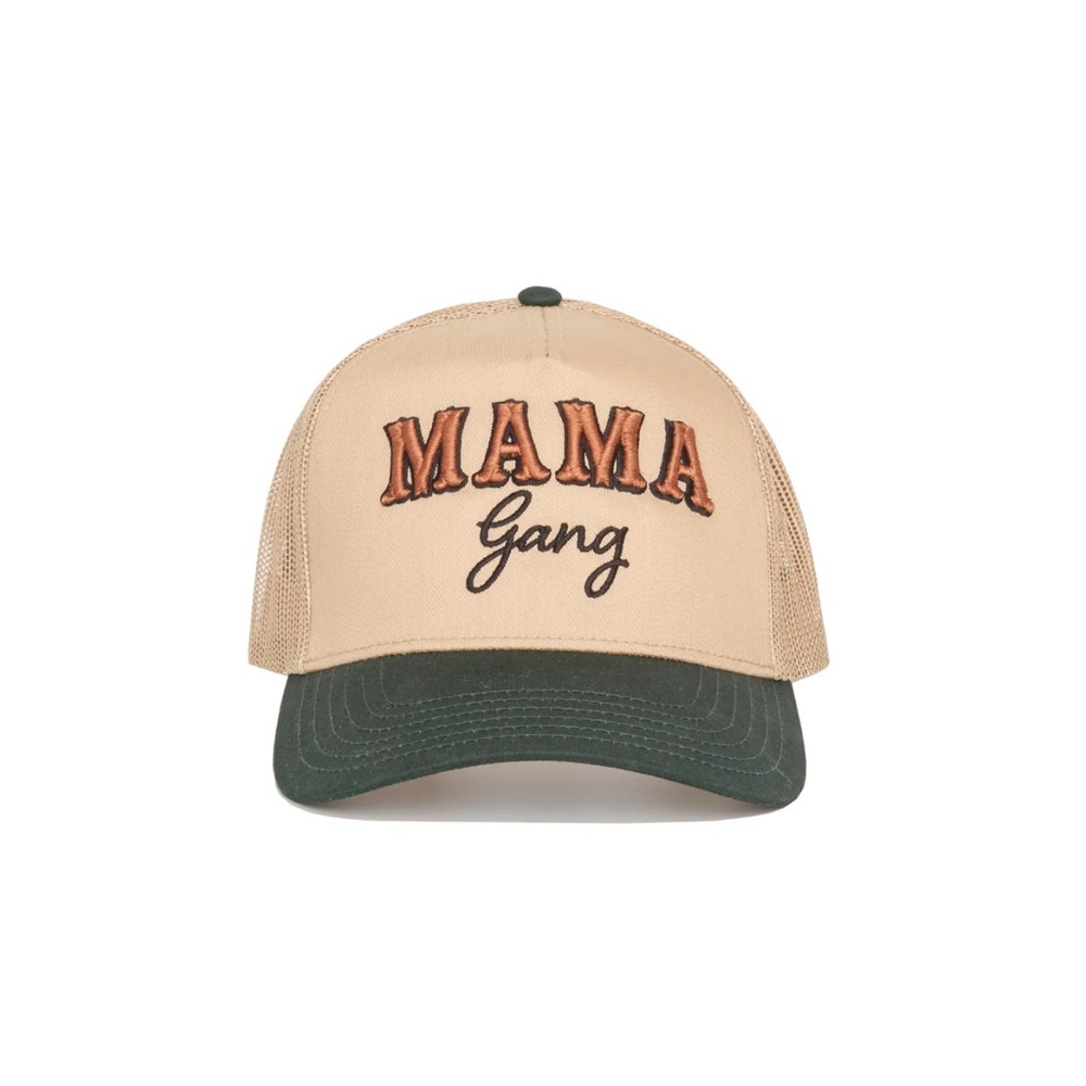 Tan and Green 'Mama Gang' Trucker Hat